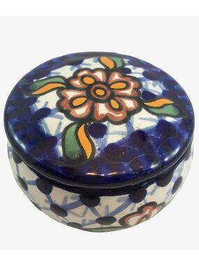 Traditional Design Multi-color Trinket or Dresser Box Made in Mexico 3.5" x 2"